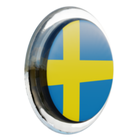 Sverige vänster se 3d texturerad glansig cirkel flagga png