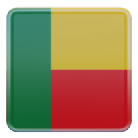 Benin 3d textured glossy square flag png