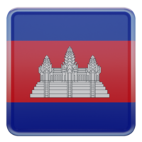 cambodia 3d texturerad glansig fyrkant flagga png