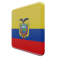 Equador vista direita 3d bandeira quadrada brilhante texturizada png