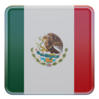 bandeira quadrada brilhante texturizada 3d do méxico png
