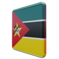 Mozambique Rechtsaf visie 3d getextureerde glanzend plein vlag png