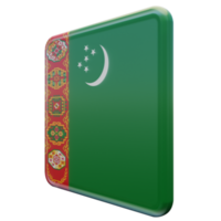 Turcomenistão vista direita 3d texturizado bandeira quadrada brilhante png