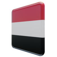 Jemen Rechtsaf visie 3d getextureerde glanzend plein vlag png