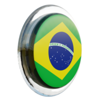 brasil vista esquerda bandeira de círculo brilhante texturizado 3d png
