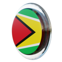 Guyana Rechtsaf visie 3d getextureerde glanzend cirkel vlag png