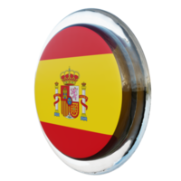 bandera de círculo brillante con textura 3d de vista derecha de españa png