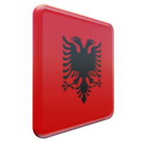 Albânia vista esquerda 3d bandeira quadrada brilhante texturizada png