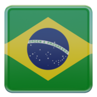 brasil bandera cuadrada brillante con textura 3d png