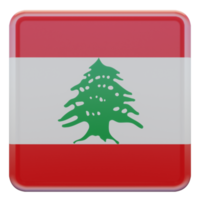 bandeira quadrada brilhante texturizada 3d do líbano png