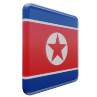 North Korea Left View 3d textured glossy square flag png