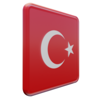 Turquia vista esquerda 3d bandeira quadrada brilhante texturizada png