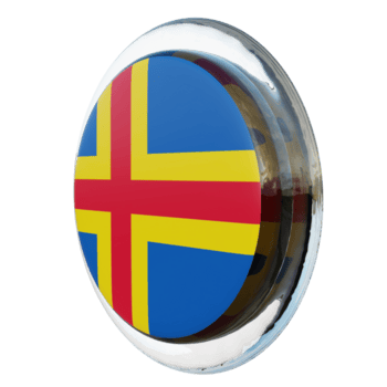Aland rechte Ansicht 3D-strukturierte glänzende Kreisflagge png