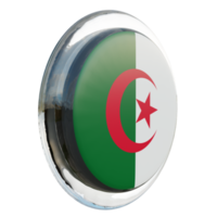 argélia vista esquerda 3d bandeira de círculo brilhante texturizado png