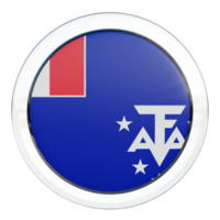 terras francesas do sul e antárticas 3d bandeira de círculo brilhante texturizado png
