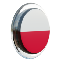 Poland Left View 3d textured glossy circle flag png