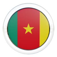 Camerún bandera de círculo brillante con textura 3d png