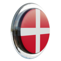 Danmark vänster se 3d texturerad glansig cirkel flagga png