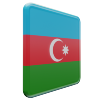 azerbaijão vista esquerda 3d bandeira quadrada brilhante texturizada png
