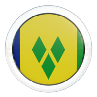 Saint Vincent and the Grenadines 3d textured glossy circle flag png