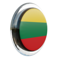 Lithuania Left View 3d textured glossy circle flag png