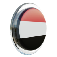 Yemen Left View 3d textured glossy circle flag png