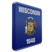 Wisconsin vista esquerda 3d bandeira quadrada brilhante texturizada png