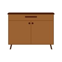 Drawer brown box style equipment retro with shelf. Apartment contemporary simple wooden furniture vector