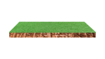 Soil cubic cross section with green grass field png