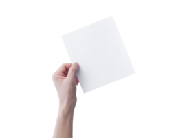 Hand holding white paper isolated. dicut photos png