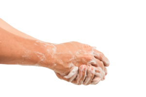 Men hand washing Isolated on white. png