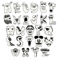 alfabeto desenhado à mão, estilo cartoon png