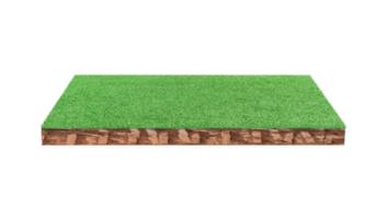 Soil cubic cross section with green grass field png