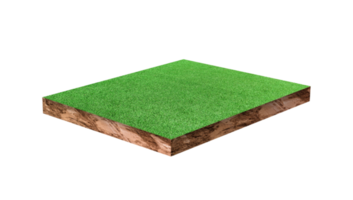 Soil cubic cross section with green grass field png