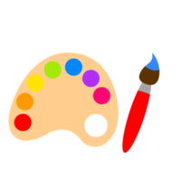 Paint brush with palette icon colorful element. png