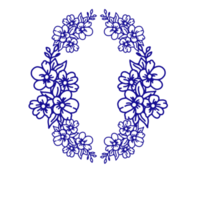 Flowers wreath. Floral frame, border. Blue colours. png