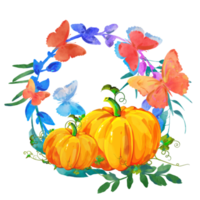 Halloween, zucca , acquerello fiori illustrazione.