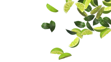 Isolated Lime and mint on Right Side of the Frame, Cool Background 3d Rendering png