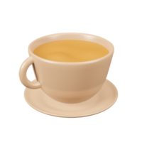 Cup of coffee in cream ceramic cup 3D illustration png