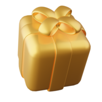 Giftbox gold color christmas 3d png