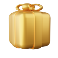 Christmas gift gold color 3d png