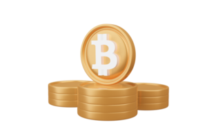 Bitcoin tower Realistic 3D illustration investment financial business concept png