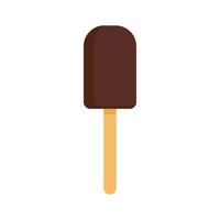 Popsicle ice cream sweet dessert summer vector food illustration. Cold delicious colorful design candy isolated icon. Chocolate snack with stick flavor. Fresh vanilla flat brown element