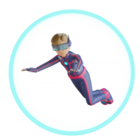 3d karaktär metavers virtuell flygande png