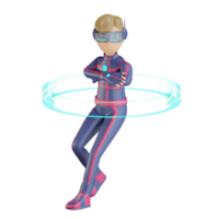 3d character metaverse cool pose png