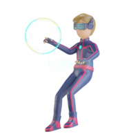 métaverse de personnage 3d utilisant la terre virtuelle png