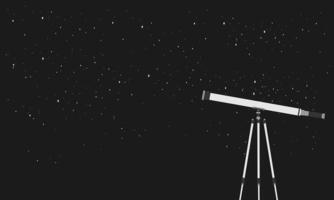 Education future concept vector flat illustration.Telescope stands on books against the background of the night sky