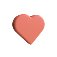 3D render heart shape icon, 3D render heart shape in air with side angle png