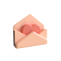 3d geven zoet hart symbool in envelop geïsoleerd met zacht pastel kleur, 3d Valentijn illustratie png