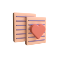 3d rendem a folha de carta de amor fofa com cor pastel suave, ilustração do conceito de dia dos namorados 3d png